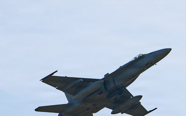 EA-18G Growler climbs after departure