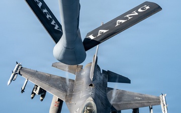 KC-135 refuels F16s for regional security