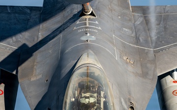 KC-135 refuels F16s for regional security
