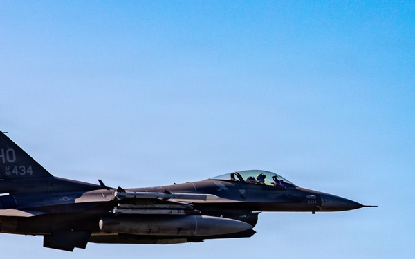 F-16 Fighting Falcon departs with afterburner