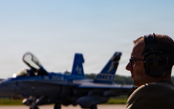 Airman observes flightline launch operations