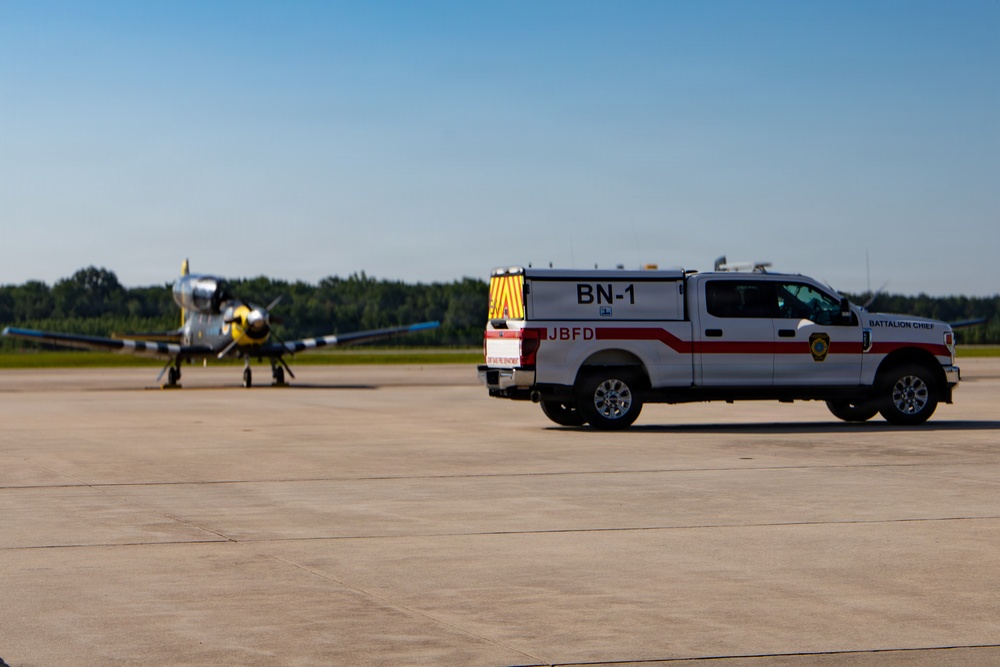 Emergency response personnel support flightline operations