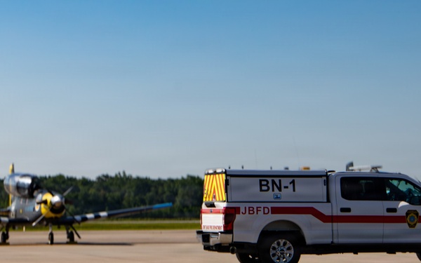 Emergency response personnel support flightline operations