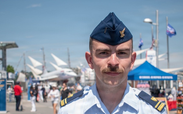 U.S. Coast Guard Cutter Eagle officer visiting Pier 86 during Sail 250
