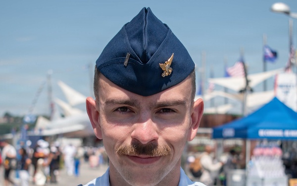 U.S. Coast Guard Cutter Eagle officer visiting Pier 86 during Sail 250