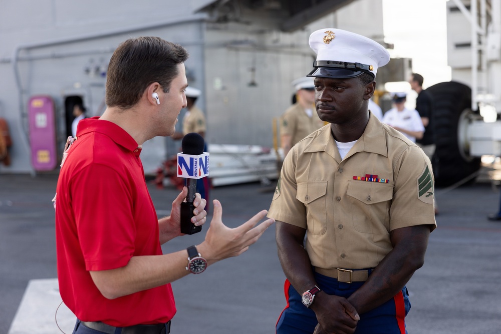 U.S. Marines and Sailors Man the Rails for INR250