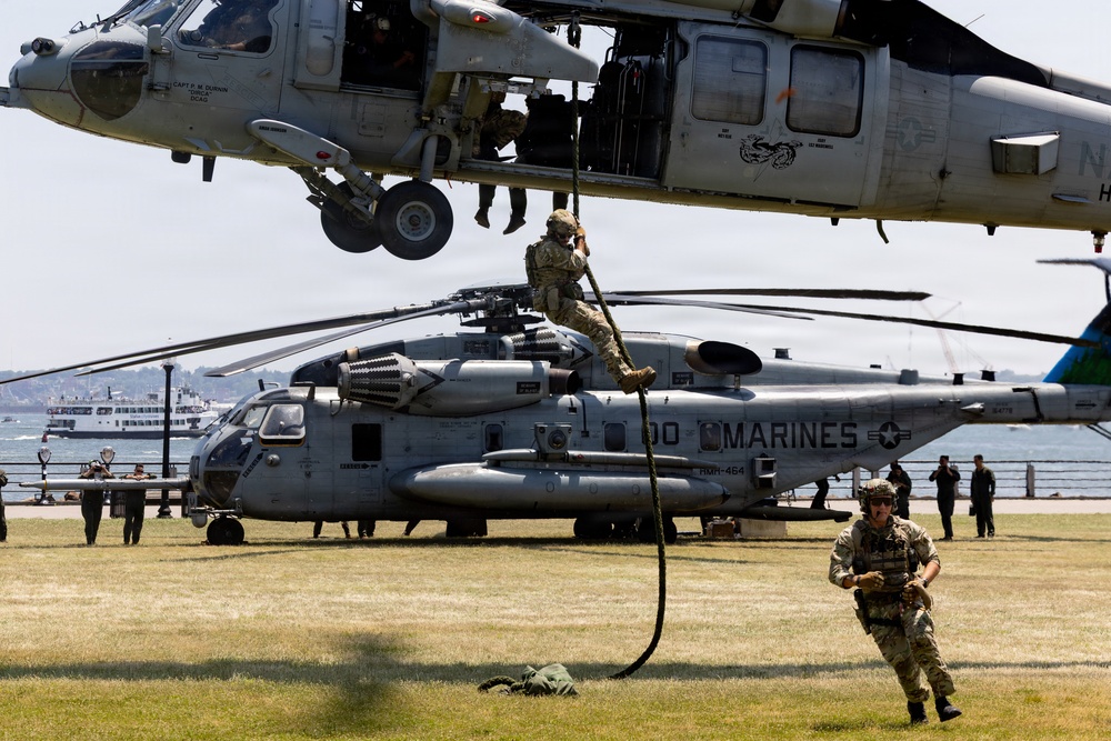 U.S. Marines and Sailors host a static display for International Naval Review 250