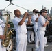 U.S. Navy Band Cruisers perform on Pier 57 at the United Nations fireworks viewing party.