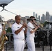 U.S. Navy Band Cruisers perform on Pier 57 at the United Nations fireworks viewing party.
