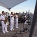 U.S. Navy Band Cruisers perform on Pier 57 at the United Nations fireworks viewing party.