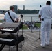 U.S. Navy Band Cruisers perform on Pier 57 at the United Nations fireworks viewing party.