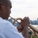 U.S. Navy Band Cruisers perform on Pier 57 at the United Nations fireworks viewing party.