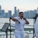 U.S. Navy Band Cruisers perform on Pier 57 at the United Nations fireworks viewing party.