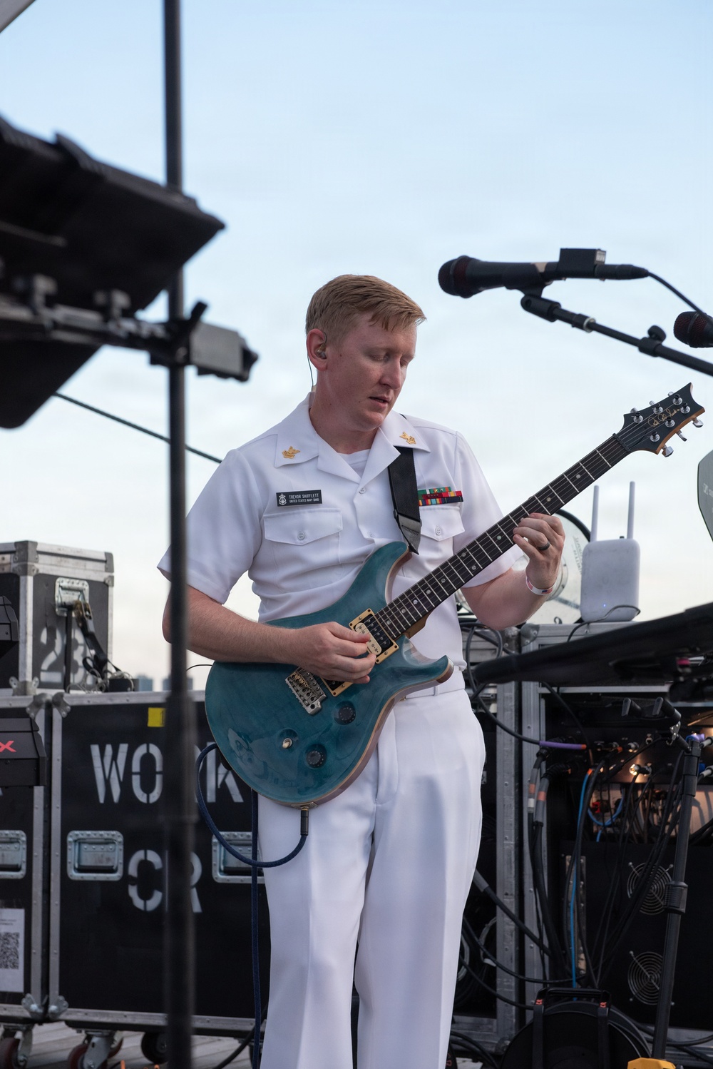U.S. Navy Band Cruisers perform on Pier 57 at the United Nations fireworks viewing party.