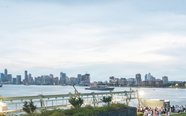 U.S. Navy Band Cruisers perform on Pier 57 at the United Nations fireworks viewing party.
