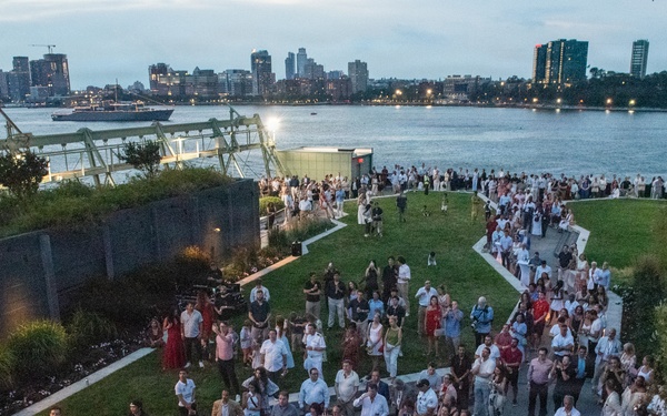 U.S. Navy Band Cruisers perform on Pier 57 at the United Nations fireworks viewing party.