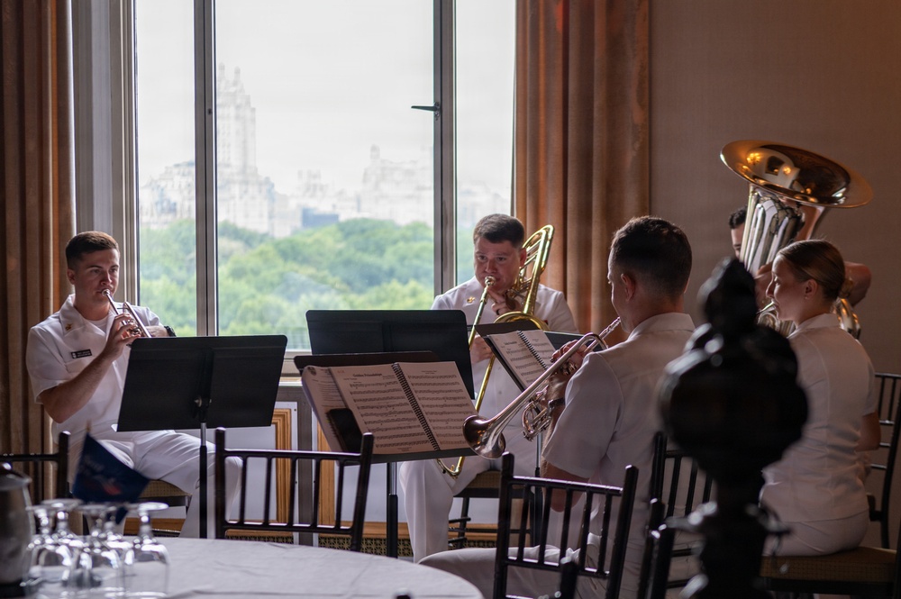 U.S. Navy Band Brass Quintet performs at the New York Athletic Club