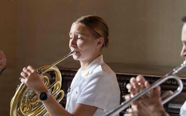U.S. Navy Band Brass Quintet performs at the New York Athletic Club