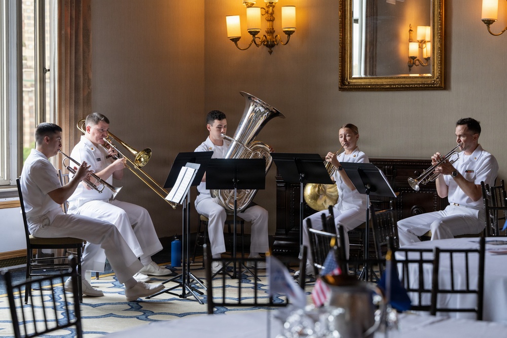 U.S. Navy Band Brass Quintet performs at the New York Athletic Club