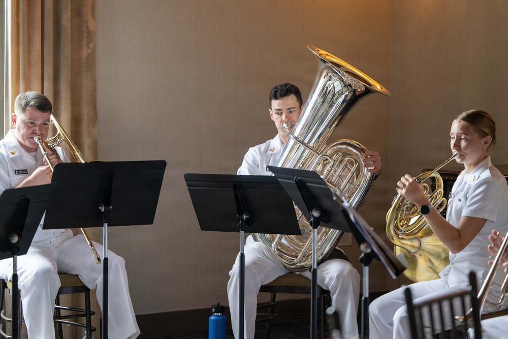 U.S. Navy Band Brass Quintet performs at the New York Athletic Club