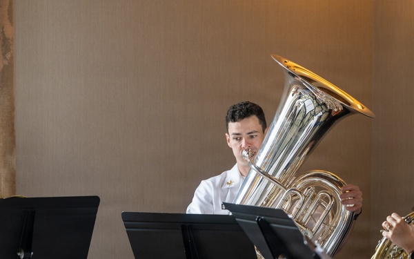 U.S. Navy Band Brass Quintet performs at the New York Athletic Club