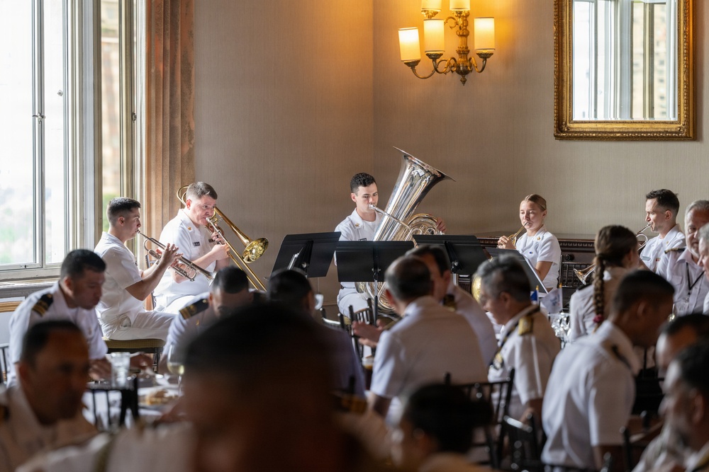 U.S. Navy Band Brass Quintet performs at the New York Athletic Club