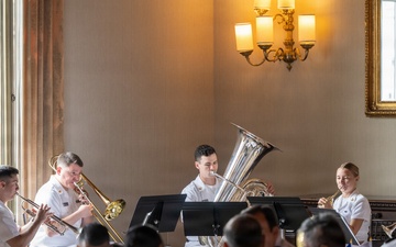 U.S. Navy Band Brass Quintet performs at the New York Athletic Club