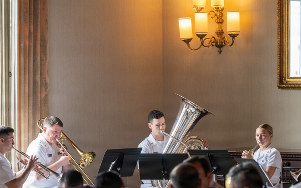 U.S. Navy Band Brass Quintet performs at the New York Athletic Club