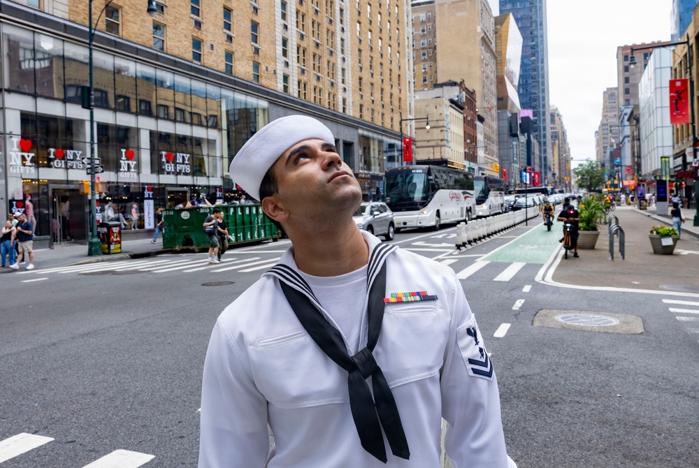 U.S. Navy Sailor Takes in the Sights of New York City During Fleet Week
