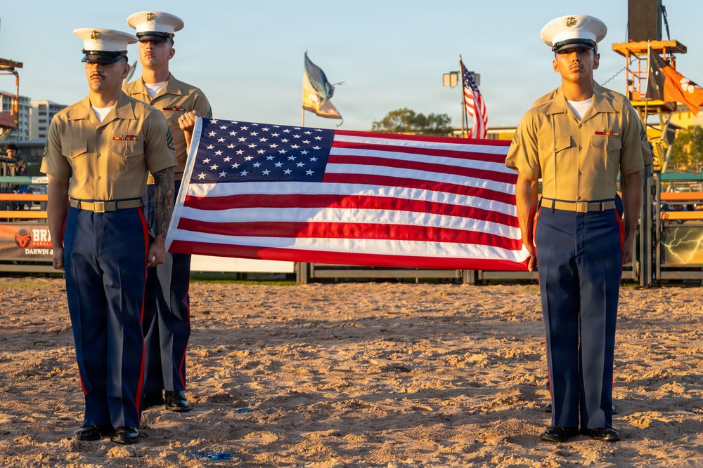 MRF-D Marines participate in the Top End Rodeo flag ceremony
