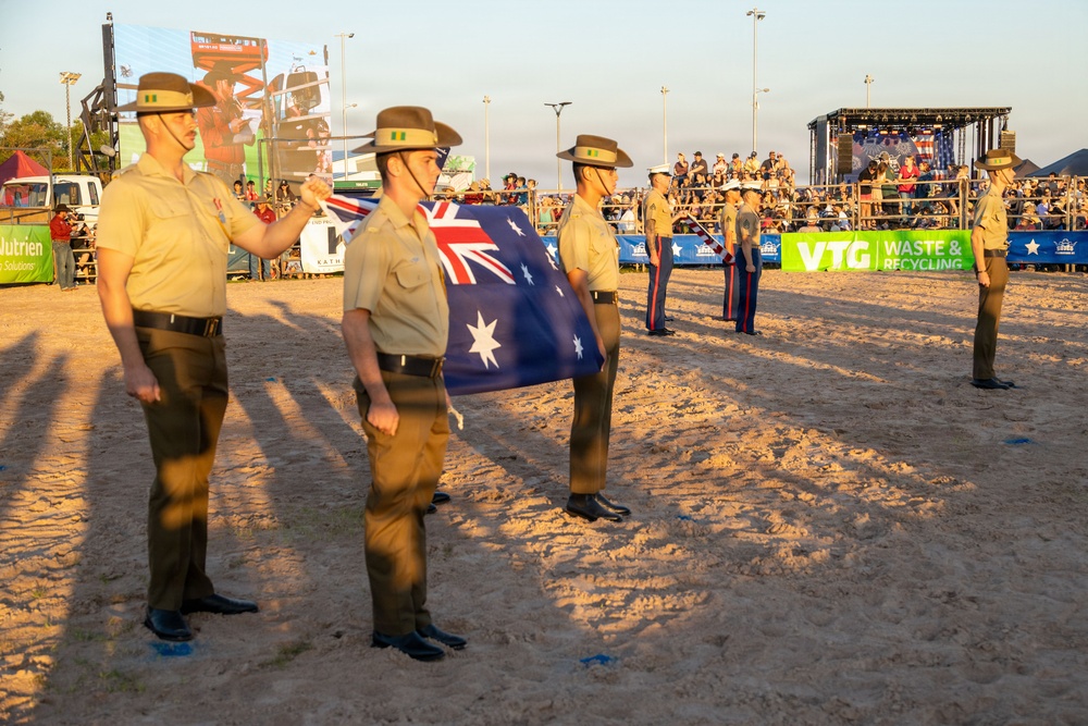 MRF-D Marines participate in the Top End Rodeo flag ceremony
