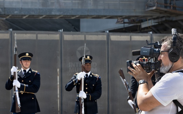US Army Drill Team Performs on the USS Intrepid for America 250