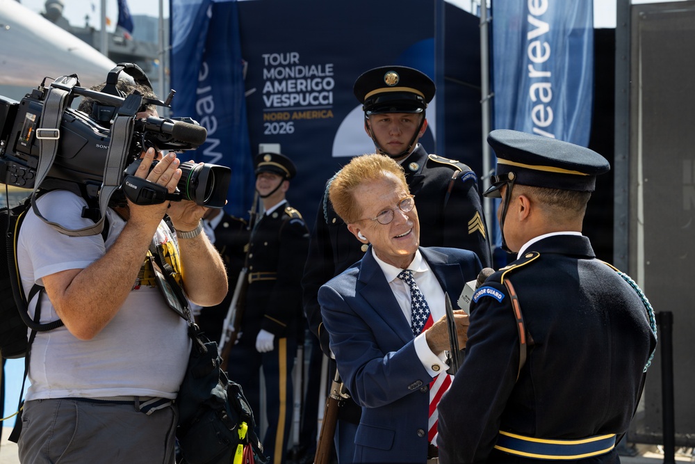 US Army Drill Team Performs on the USS Intrepid for America 250