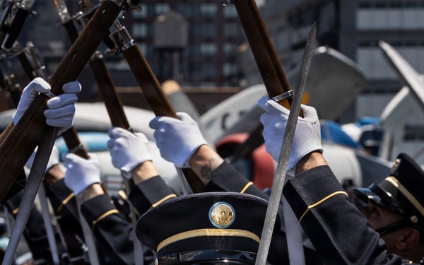 US Army Drill Team Performs on the USS Intrepid for America 250