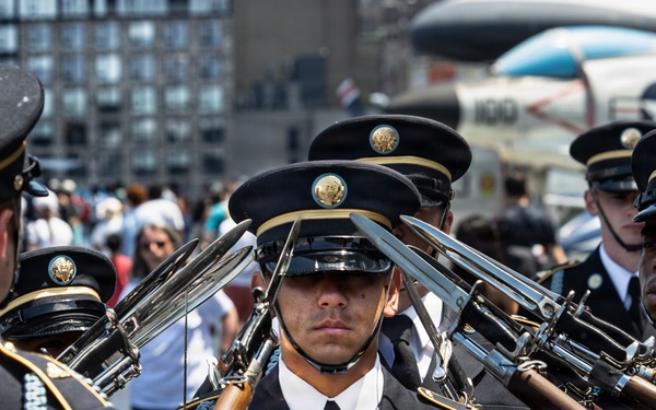 US Army Drill Team Performs on the USS Intrepid for America 250
