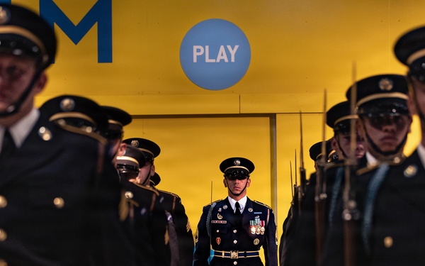 US Army Drill Team Performs on the USS Intrepid for America 250