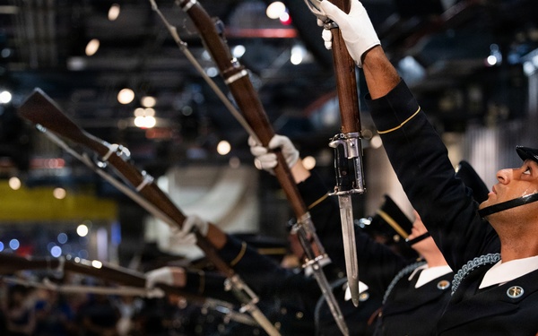 US Army Drill Team Performs on the USS Intrepid for America 250