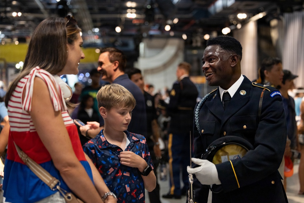 US Army Drill Team Performs on the USS Intrepid for America 250