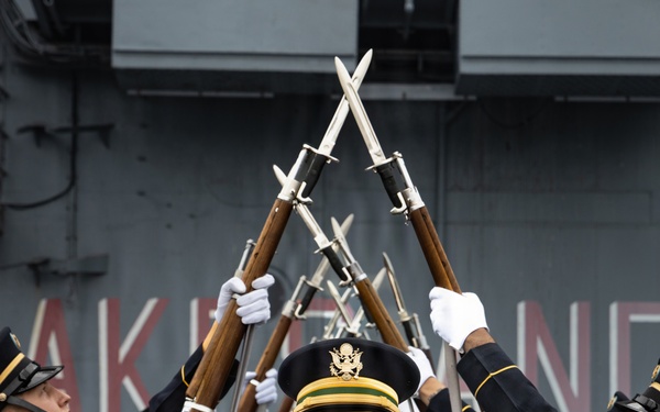 US Army Drill Team Performs on the USS Intrepid during Sail250