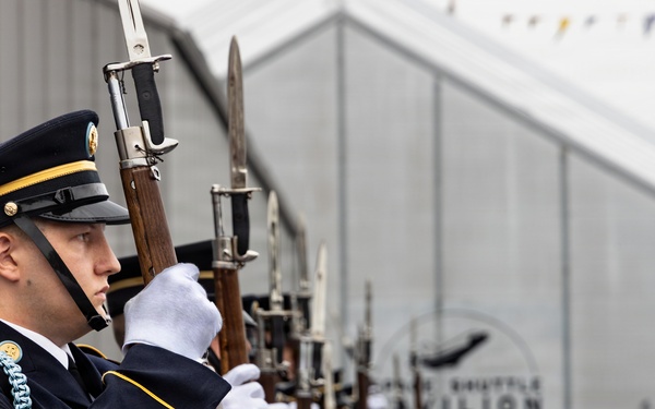US Army Drill Team Performs on the USS Intrepid during Sail250
