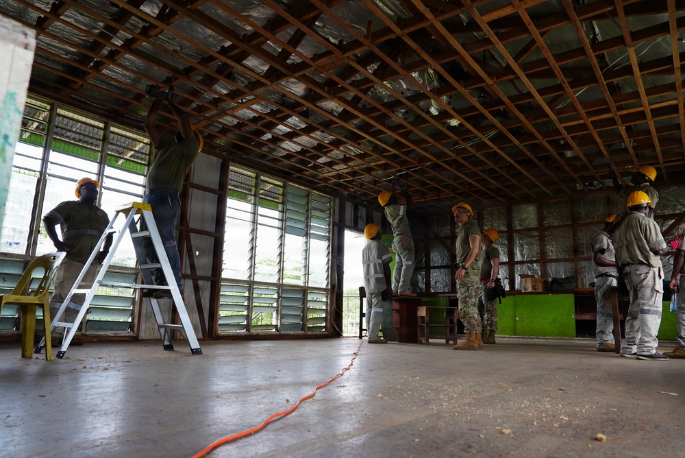 U.S., Papua New Guinea engineers prepare Igam Barracks classrooms for renovation during Tamiok Strike 26