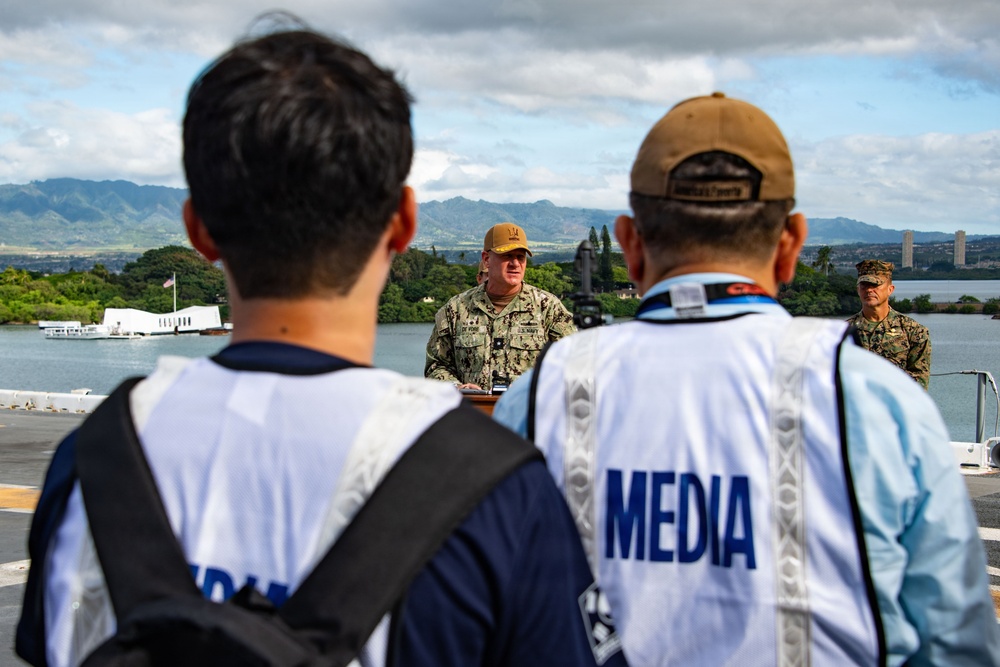 Expeditionary Strike Group 3 Commander Addresses International Press Aboard USS Essex