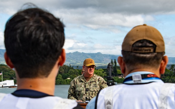 Expeditionary Strike Group 3 Commander Addresses International Press Aboard USS Essex