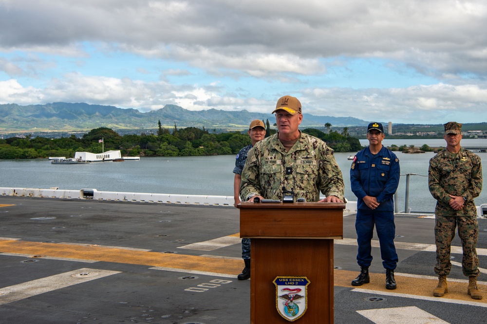 RIMPAC 2026: Expeditionary Strike Group 3 Commander Addresses International Press Aboard USS Essex