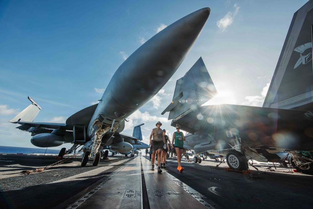 George Washington Conducts Physical Training on the Flight Deck