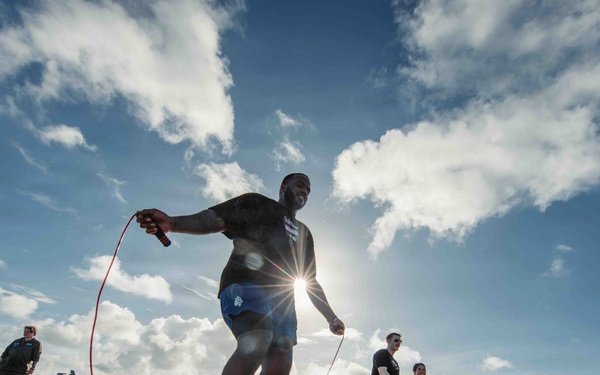 George Washington Conducts Physical Training on the Flight Deck