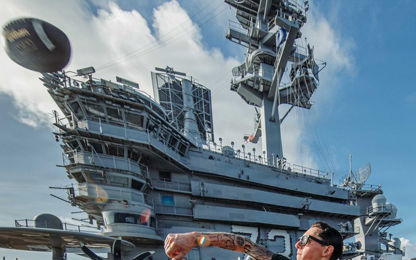 George Washington Conducts Physical Training on the Flight Deck