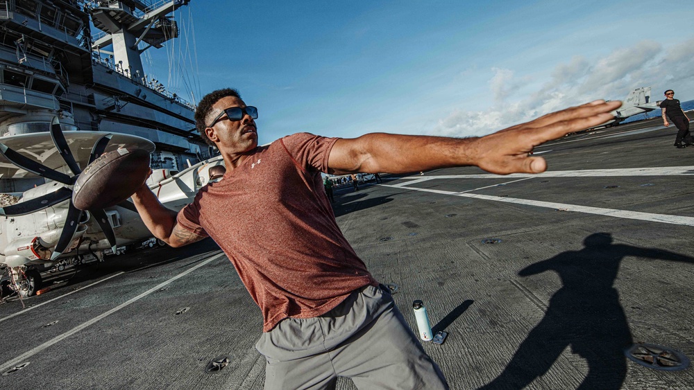 George Washington Conducts Physical Training on the Flight Deck