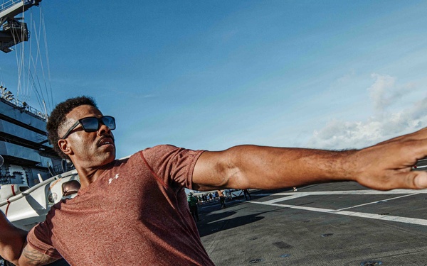 George Washington Conducts Physical Training on the Flight Deck