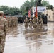 Color Guard members march off during the 25th Transportation Battalion Change of Command Ceremony.